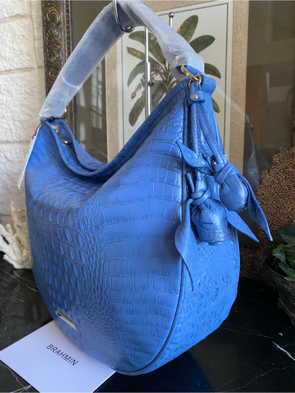 🫐 Brahmin Blue Regatta Keepsake Kathleen Rose Shoulder Bag NWT